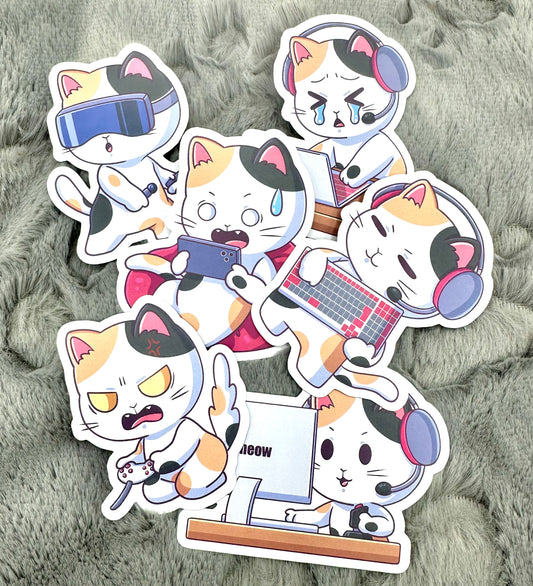 Gamer Cat Vinyl Sticker Pack